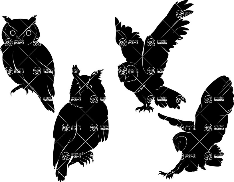 Vector silhouettes - Vector Owl Silhouettes Set